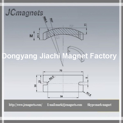 Ceramic magnetFerrite Arc-segment magnet with two groove on the two side