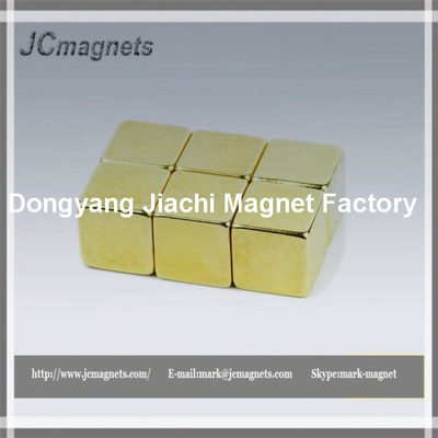 Square Block Permanent Neodymium NdFeB Magnets with golden for sale