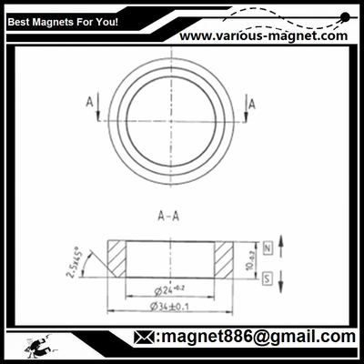 NdFeB Ring Magnet D34xd24xh10  N38 Coating Ni texture axial
