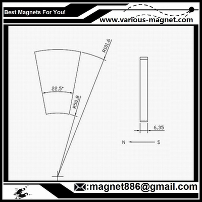 Magnet neodim Arc R101.6 x r50.8 x H6.35mm x 22.5